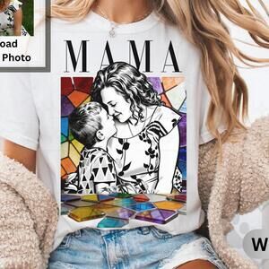 Custom Photo Mama Shirt Personalized Line Art Tee